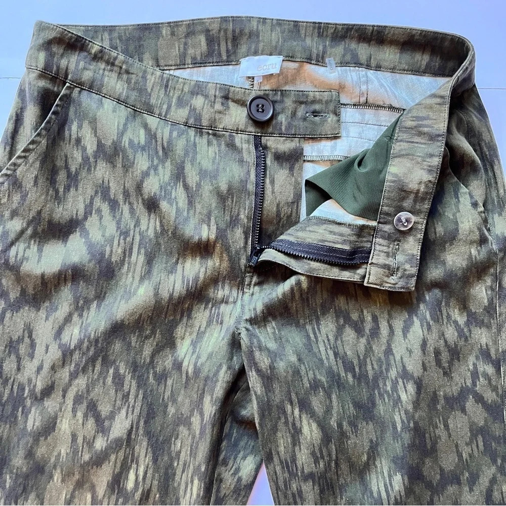 Ecru Camo Pants Trousers Comfy Lightweight Moto Green Utility Style Sz 4 - Picture 10 of 16